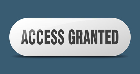 access granted button. sticker. banner. rounded glass sign