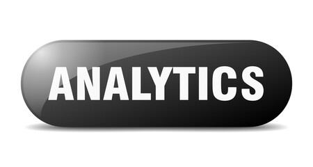 analytics button. sticker. banner. rounded glass sign