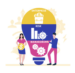 Flat design with people. ERM - Enterprise Risk Management. Platform. business concept background. Vector illustration for website banner, marketing materials, business presentation, online advertisin