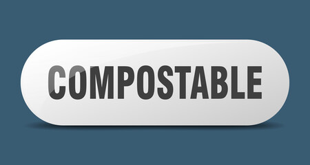 compostable button. sticker. banner. rounded glass sign