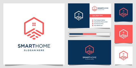 Fototapeta na wymiar Abstract home with hexagon symbol logo design