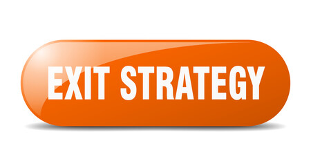 exit strategy button. sticker. banner. rounded glass sign
