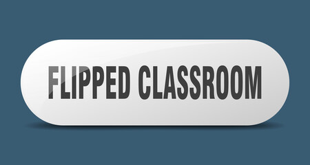 flipped classroom button. sticker. banner. rounded glass sign