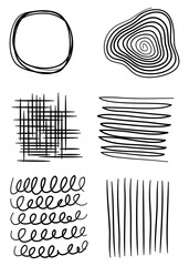 Set of hand drawn line art abstract graphic elements, for decoration, invitations, posters, card, fabric.vector illustration.