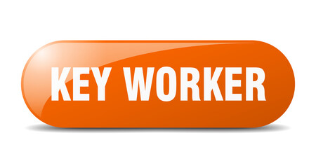 key worker button. sticker. banner. rounded glass sign