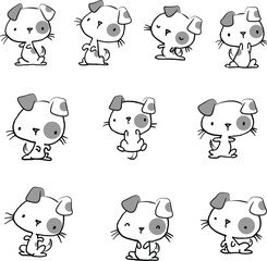 vector cartoon puppys set background