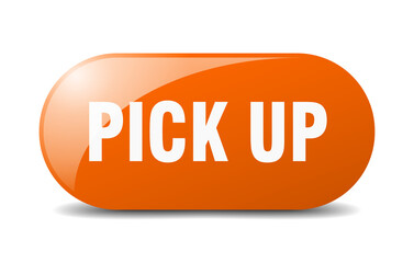 pick up button. sticker. banner. rounded glass sign