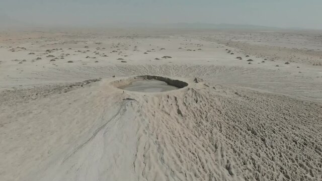 Aerial Over Mud Volcano In Hingol National Park, Pakistan. Follow Shot