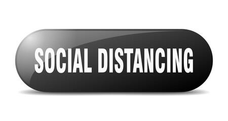 social distancing button. sticker. banner. rounded glass sign