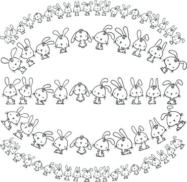 vector cartoon rabbits set background