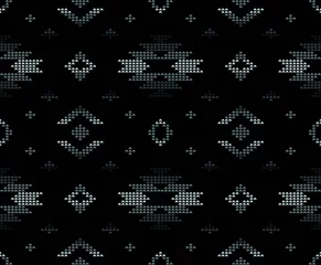 Behang Etnische stijl Tribal etnisch geometrisch patroon naadloos in pixelstijl in vector voor mode