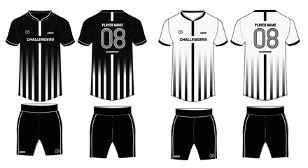 Sports t-shirt jersey design template with shorts, mock up uniform kit with front and back view