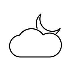 cloud half moon icon vector outline style for your web design, logo, UI. illustration