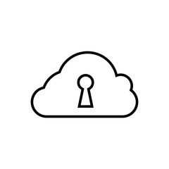 cloud key icon with outline style vector for your web design