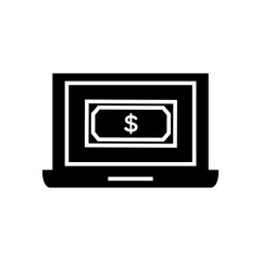 Laptop Money Icon with glyph style vector for your web design
