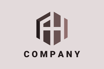 Hexagon vector logo for real estate,  building construction and general business with line and arrow elements forming a home and window illustration. Hexagon logo initial  