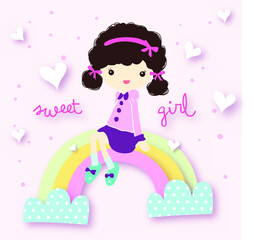 Sweet girl vector set