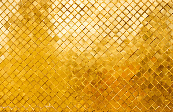 Gold tile mosaic wall glitter background texture Luxury and Elegant