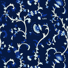 traditional Indian paisley pattern on-navy   background