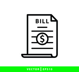 Bill icon vector flat style illustration