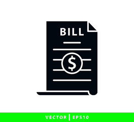 Bill icon vector flat style illustration