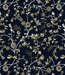 traditional Indian paisley pattern on-black   background