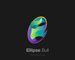  Abstract colorful ellipse bull logo