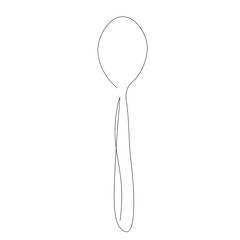 Spoon and plate one line drawing on white background vector illustration