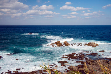 鹿児島県　種子島の南種子町島間岬から屋久島をのぞむ