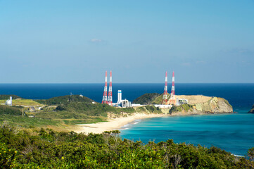 鹿児島県　種子島の種子島宇宙センターのロケットの丘展望所からの眺め