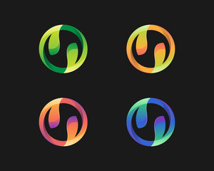 Colorful leaf logo variations