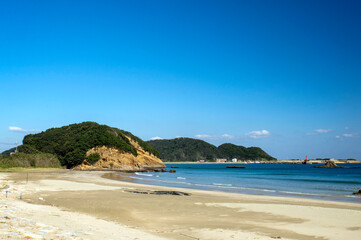 鹿児島県　種子島　中種子町の奇岩がある熊野海水浴場