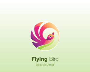 Flyingbird. Colorful circle bird icon