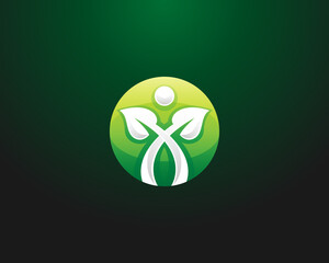 Green circle with leaf logo