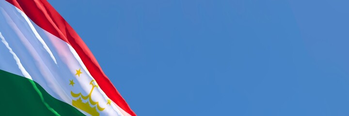 3D rendering of the national flag of Tajikistan waving in the wind