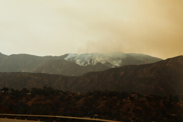 Smoke from Brush Fire in the Mountains of California