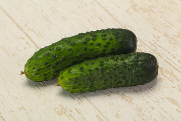 Ripe fresh green two cucumbers