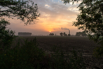 beautyful view of a sunset from countryside 