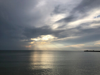 Fototapeta na wymiar Beautiful sunrise sky over the sea background