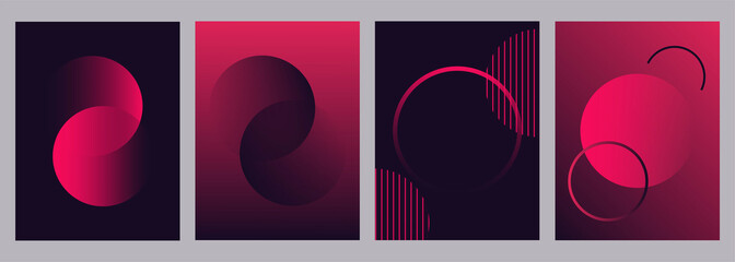 Fototapeta premium Elegant set of posters with gradient shapes vector art.