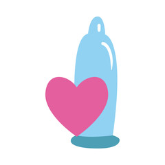 condom with heart flat style icon vector design