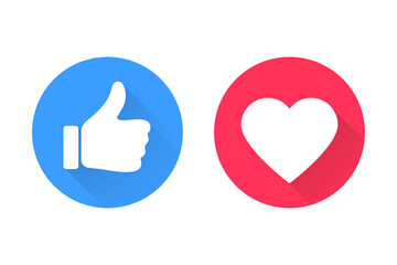Thumbs and heart icon. Vector love and love icon. Like and like buttons ready for websites and mobile apps. Vector illustration - obrazy, fototapety, plakaty