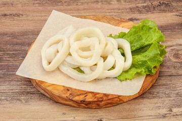 Raw squid rings for cooking