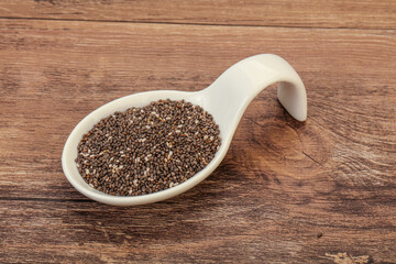 Seasoning chia seeds in the bowl