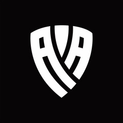 AA Logo monogram with shield elements shape design template