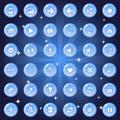 Buttons and icon set design for game or web. Premium Vector illustration.