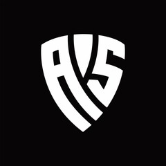 AS Logo monogram with shield elements shape design template