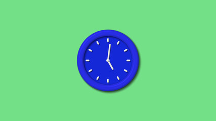 New blue color 3d wall clock on green light background,3d wall clock