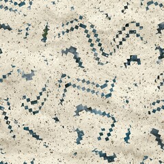 Chic formal grungy geometric shapes texture seamless pattern. High quality illustration. Strange abstract geo design in a trendy posh exotic style. Grainy fabric texture overlay.