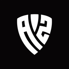 AZ Logo monogram with shield elements shape design template